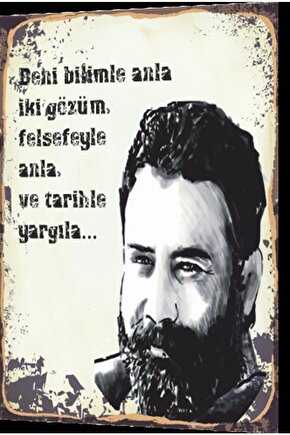 Ahmet Kaya Beni Bilimle Anla Retro Ahşap Poster