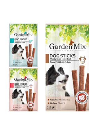 Neo Pet Market Mix(dana Etli, Somonlu, Kuzu Etli) Köpek Stick Ödül 3*11g- 3 Paket