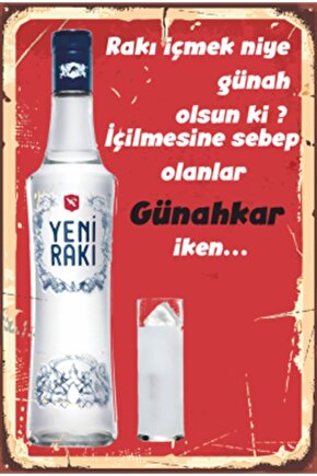 Rakı Içmek Retro Ahşap Poster