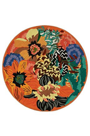 Çiçek Figürlü Dekoratif Dokuma Taban Çap Yıkanabilir Halı Mira 800-120x20