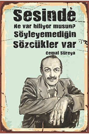Cemal Süreya Şiir Edebiyat Retro Ahşap Poster