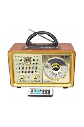 Meier M-110bt Gold Renk Nostaljik Radyo Ahşap Görünümlü Bluetooth Hoparlör Fm Sd Kart Usb Girişi