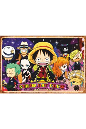 One Piece Anime Staw Anime Retro Ahşap Poster749