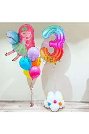 Peri Kızı Balon Set Peri Kızı Folyo Balon Set Konsept Doğum Günü Set 3 Yaş Balon
