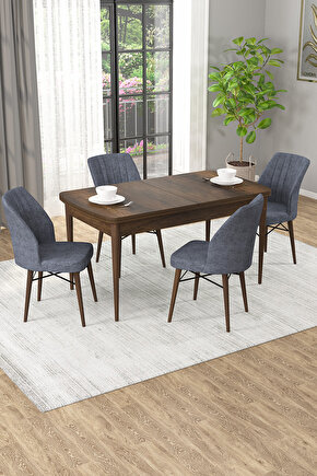 Mary Barok Desen 70x114 Mdf Açılabilir Yemek Masası Takımı 4 Adet Sandalye
