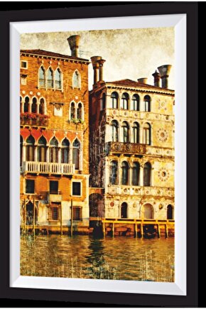 Venedik Evler Sanatsal Çerçeve Görünümlü Ahşap Tablo