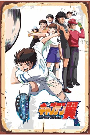 Kaptan Tsubasa Anime Manga Retro Ahşap Poster