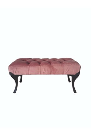 Kapitoneli Puf Siyah Ayak 110cm