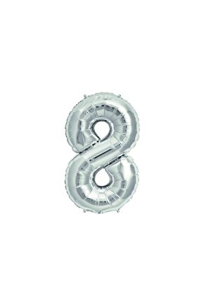 Gümüş Folyo Balon 16 Inç 40 Cm ( 8 ) Rakamı