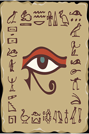 antik mısır mitolojik ikonlar göz nazar retro ahşap poster