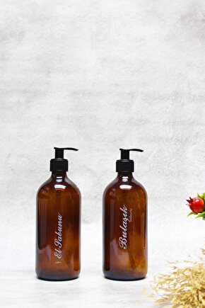 2li Amber Cam Sıvı Sabun Bulaşık Sabun Deterjanı Şişesi Sabunluk 500ml