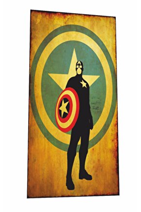 Kaptan Amerika Marvel Süper Kahramanlar Mini Retro Ahşap Poster