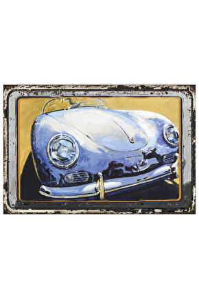 Blue Porsche Speedster klasik nostaljik arabalar retro ahşap poster