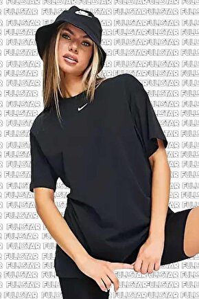 Sportswear Oversized T-shirt Unisex Nakış Swooslu Siyah Tişört