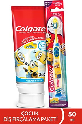 Minions Çocuk Diş Macunu 50 ml + Minions 6+Yaş Ekstra Yumuşak Çocuk Diş Fırçası