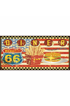 route 66 araba motor yolu fast food hamburger dekorasyon tablo mini retro ahşap poster