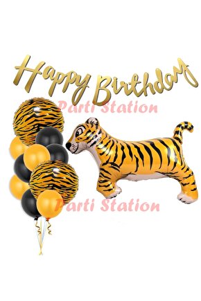 Safari Konsept Kaplan Balon Seti Kaplan Parti Konsept Doğum Günü Balon Set Jungle Kaplan Balon