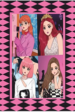 K-pop Black Pink Çerçeve Görünümlü Retro Ahşap Poster-20