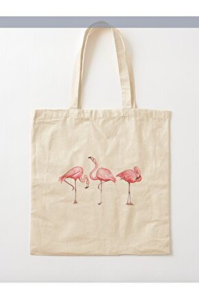 Flamingo Tasarımlı Ham Bez Omuz Çantası