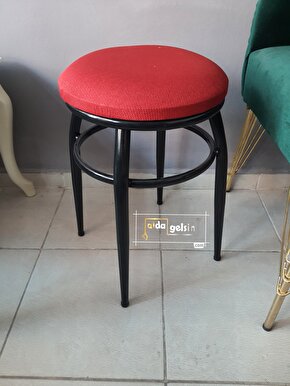 Mutfak Balkon Teras Ofis Krom Tabure Kara İnci