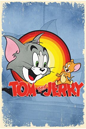 Tom Ve Jerry Retro Ahşap Poster