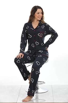 Pamuklu Kadın Pijama Takımı 98248 Siyah