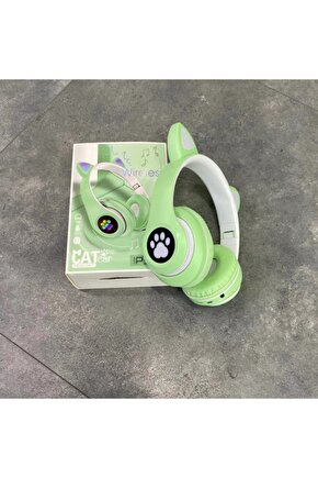 Led Işıklı Mikrofonlu Bluetooth Kulaklık Katlanabilir Kedi Kulaklık