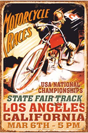 Vintage Motor Yarışı Retro Ahşap Poster