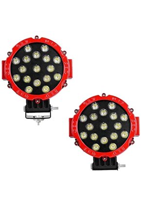 Offroad Sis Lambası 17 Power Ledli 51w Kırmızı Çerçeve Takım 12-48v  Lass289