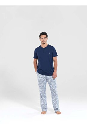 Erkek Uzun Pijama Takımı 30081 - Lacivert