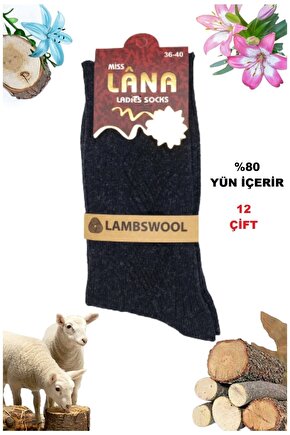 Çorap (12 Çift) Kışlık Yün Çorap Lambswool (özel Kuzu Yünlü) Kadınlar Için Termal Özellikli