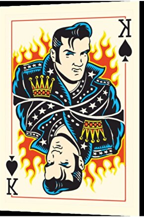 Elwis Presley Poker Kağıdı Retro Ahşap Poster