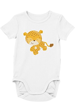 Bebek Sarı Benekl Panter Tasarımlı Zıbın