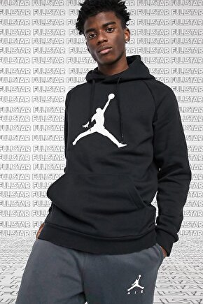 Jordan Jumpman Big Logo Fleece Unisex Sweatshirt Kapüşonlu Sweatshirt Siyah