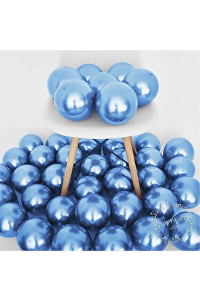 Mavi Krom Balon Parlak Mavi Renk Balon Yüksek Kaliteli Mirror Aynalı Balon 30cm (10 Adet)