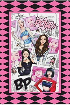 K-pop Black Pink Çerçeve Görünümlü Retro Ahşap Poster-26