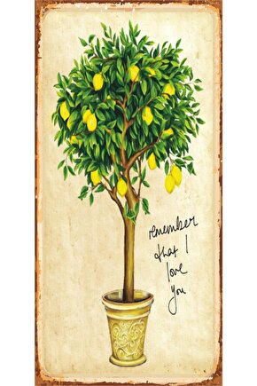Saksıdaki Limon Ağacı Mini Retro Ahşap Poster