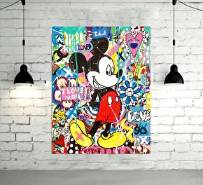 TunTun Kanvas Tablo Mickey Mouse Love Çocuk Odası Duvar Tablo