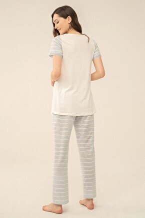 Kadın Mavi 2li Hamile, Lohusa Pijama Takımı, 4116