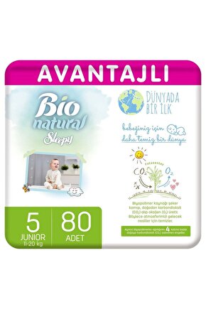Bio Natural Avantajlı Bebek Bezi 5 Numara Junior 80 Adet
