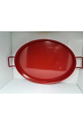 Metal Oval Büyük Boy Tepsi Kırmızı