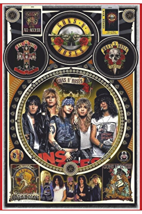 guns n roses rock müzik grubu estetik dekor tablo retro ahşap poster