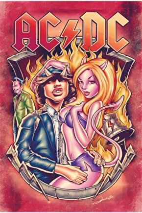 Ac-dc Rock Müzik Retro Ahşap Poster