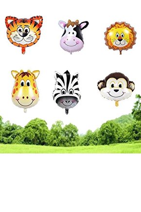 Safari Hayvanlar Folyo Balon Set 6 Adet Küçük Boy
