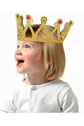 Himarry Altın Renk Çocuk Ve Yetişkin Uyumlu Kraliçe Tacı Prenses Tacı 8x25 Cm659569541179
