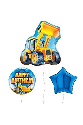 Araçlar Kamyon Konsept Kepçe Balon Set Kamyon Balon Seti Truck Balloon Doğum Günü Set