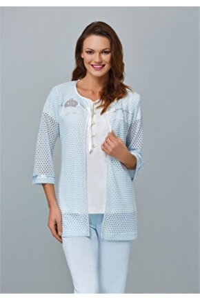 Tuba Üçlü Pijama Takımı Mavi -1501