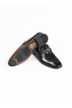 Hakiki Deri Siyah Erkek Klasik Ayakkabı Mt8080-black Shıny