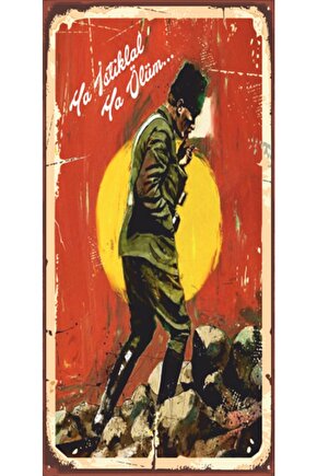 Atatürk Ya Istiklal Ya Ölüm Mini Retro Ahşap Poster
