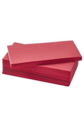 VINTERFINT Çizgili Kırmızı 38x38 Cm 3 Katlı Kağıt Peçete 30 Adet Peçete Yüksek Emiş Gücü